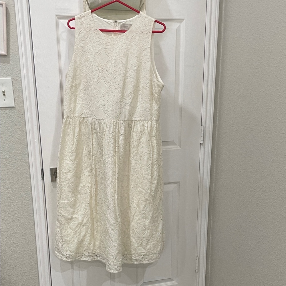 LOFT Cream Lace Midi Dress